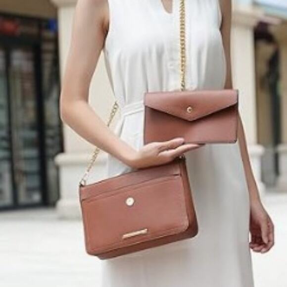 MKF Collection Pewter Crossbody Envelope Clutch Pouch Vegan Leather Crossbody - Picture 3 of 16